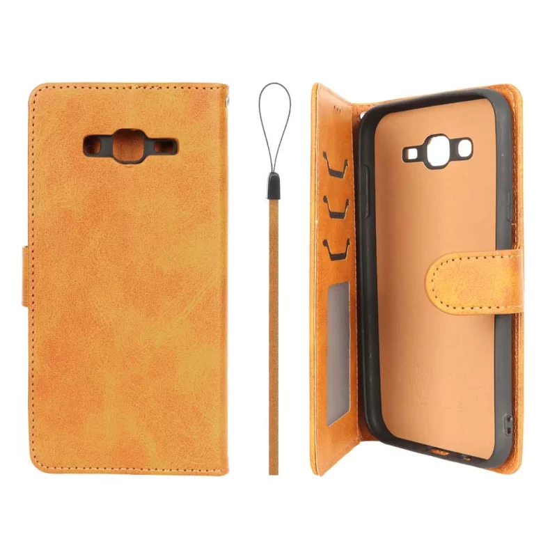 کیف موبایل مگنتی درجه یک داخل خز MNC Plus مدل Samsung Galaxy J7 (2015) / J700 - عسلی - تصویر 2