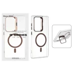 قاب اورجینال Q Series Bracket کریستالی Magsafe لنز استندشو Samsung Galaxy S25 Ultra - قهوه ای (پک دار)