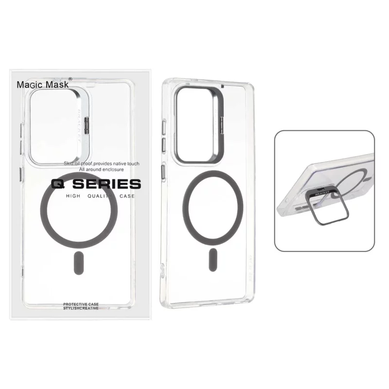 قاب اورجینال Q Series Bracket کریستالی Magsafe لنز استندشو Samsung Galaxy S25 Ultra - خاکستری (پک دار) - تصویر 2