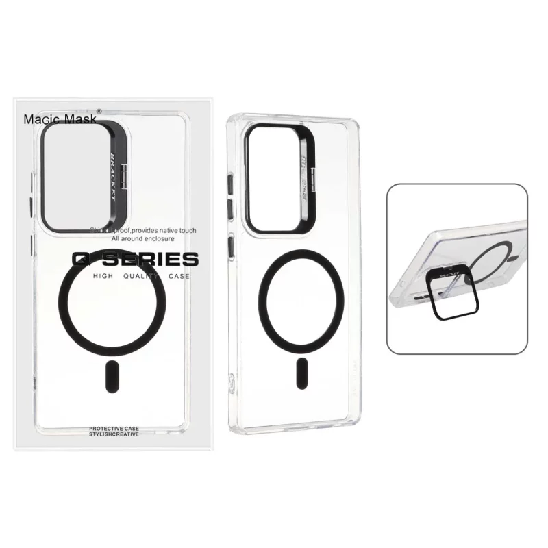 قاب اورجینال Q Series Bracket کریستالی Magsafe لنز استندشو Samsung Galaxy S25 Ultra - مشکی (پک دار) - تصویر 2