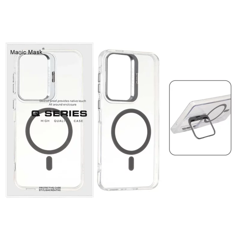 قاب اورجینال Q Series Bracket کریستالی Magsafe لنز استندشو Samsung Galaxy A56 / A36 - خاکستری (پک دار) - تصویر 2
