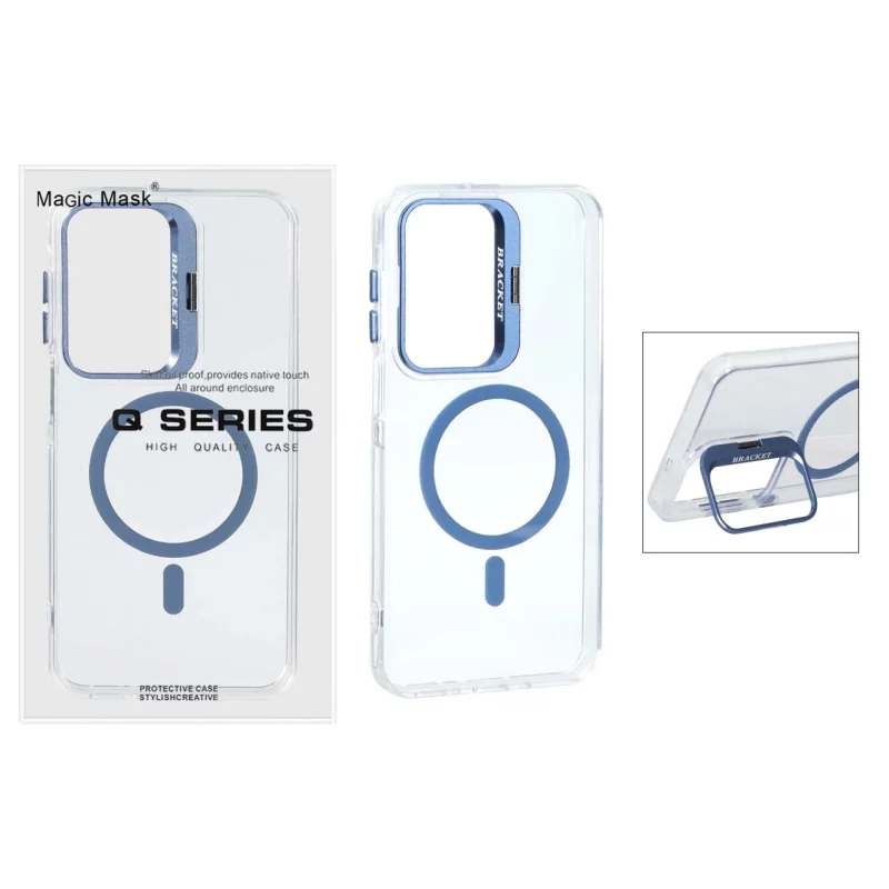 قاب اورجینال Q Series Bracket کریستالی Magsafe لنز استندشو Samsung Galaxy A17 / A16 / A26 - آبی (پک دار ) - تصویر 2