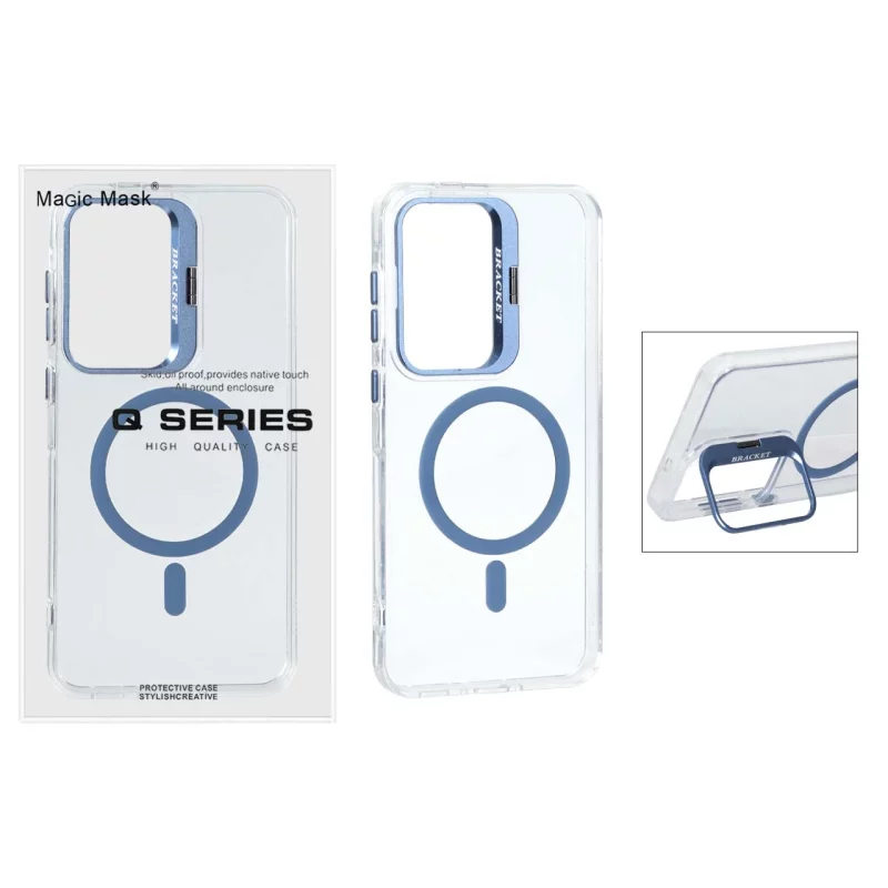 قاب اورجینال Q Series Bracket کریستالی Magsafe لنز استندشو Samsung Galaxy A56 / A36 - آبی (پک دار ) - تصویر 2