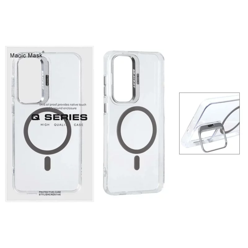 قاب اورجینال Q Series Bracket کریستالی Magsafe لنز استندشو Samsung Galaxy S25 FE - خاکستری (پک دار ) - تصویر 2