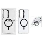 قاب اورجینال Q Series Bracket کریستالی Magsafe لنز استندشو Samsung Galaxy S25 FE - مشکی (پک دار )