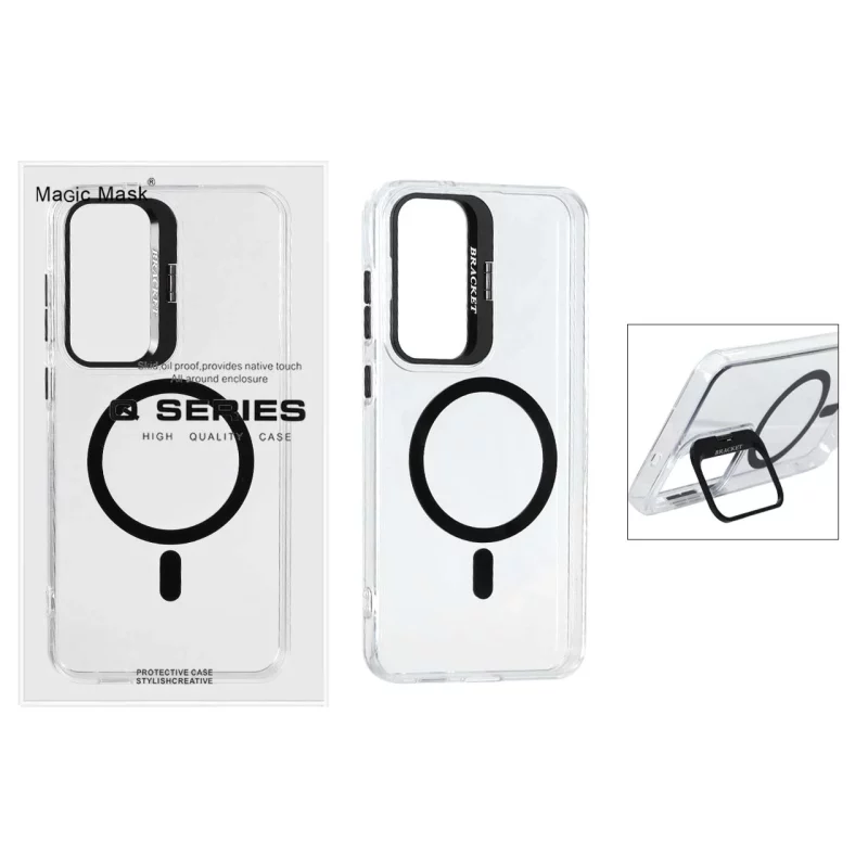 قاب اورجینال Q Series Bracket کریستالی Magsafe لنز استندشو Samsung Galaxy S25 FE - مشکی (پک دار ) - تصویر 2