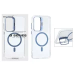 قاب اورجینال Q Series Bracket کریستالی Magsafe لنز استندشو Samsung Galaxy S25 FE - آبی (پک دار )