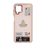 قاب Caution مات طرح مگ سیف دکمه متال Samsung Galaxy A12 / M12 / F12 - صورتی