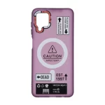 قاب Caution مات طرح مگ سیف دکمه متال Samsung Galaxy A12 / M12 / F12 - ارغوانی