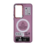 قاب Caution مات طرح مگ سیف دکمه متال Samsung Galaxy S25 FE - ارغوانی
