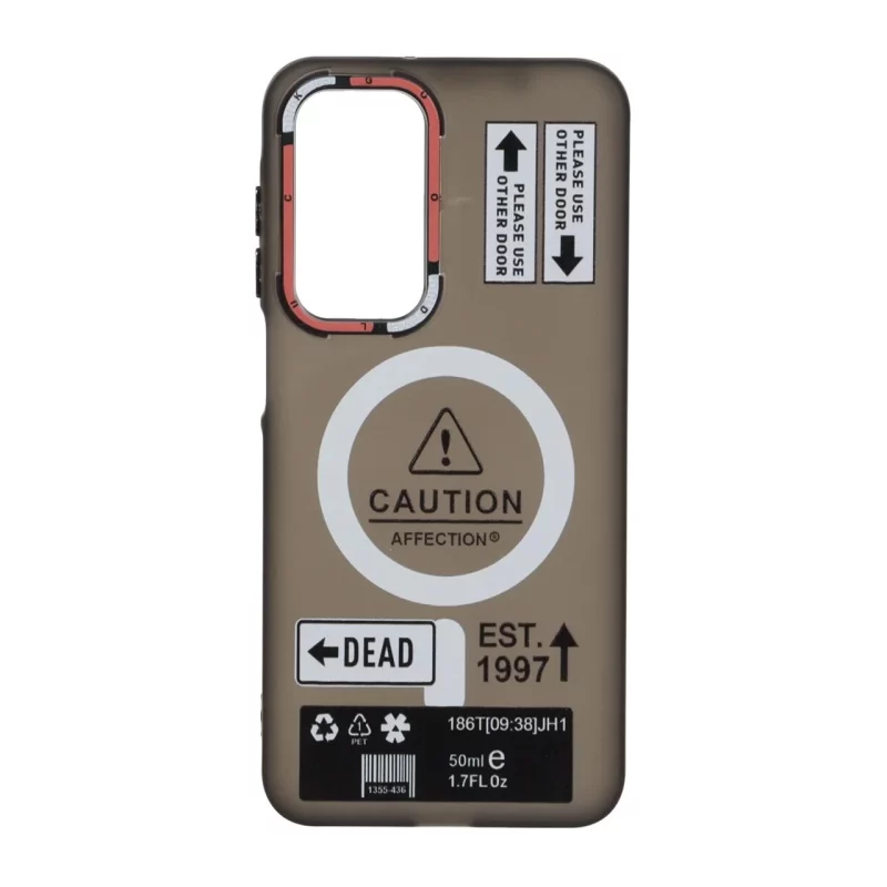قاب Caution مات طرح مگ سیف دکمه متال Samsung Galaxy A17 / A26 - مشکی - تصویر 2