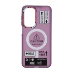 قاب Caution مات طرح مگ سیف دکمه متال Samsung Galaxy A17 / A26 - ارغوانی