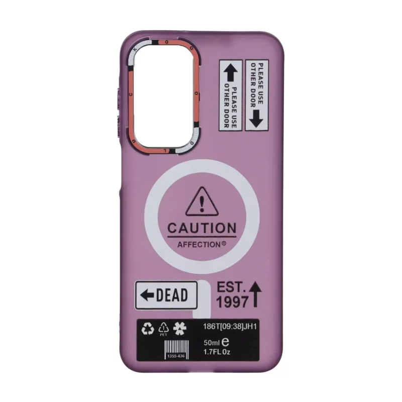 قاب Caution مات طرح مگ سیف دکمه متال Samsung Galaxy A17 / A26 - ارغوانی - تصویر 2