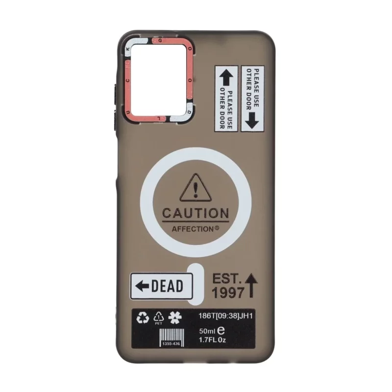 قاب Caution مات طرح مگ سیف دکمه متال Samsung Galaxy A07 - مشکی - تصویر 2