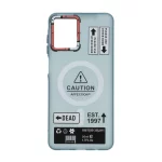 قاب Caution مات طرح مگ سیف دکمه متال Samsung Galaxy A07 - آبی
