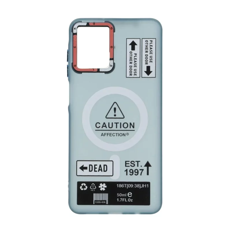 قاب Caution مات طرح مگ سیف دکمه متال Samsung Galaxy A07 - آبی - تصویر 2