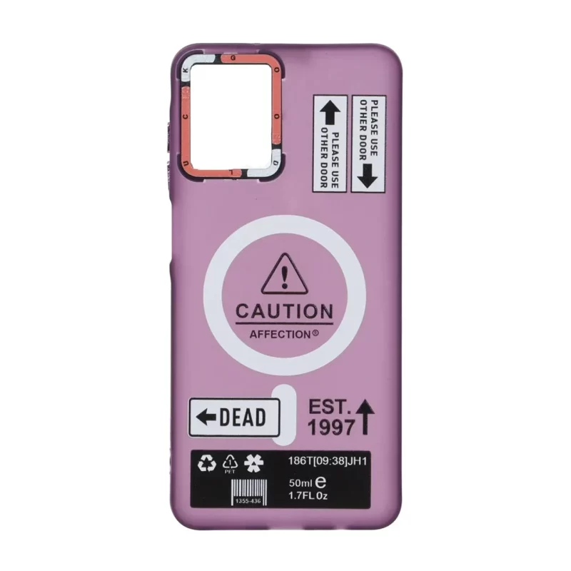 قاب Caution مات طرح مگ سیف دکمه متال Samsung Galaxy A07 - ارغوانی - تصویر 2