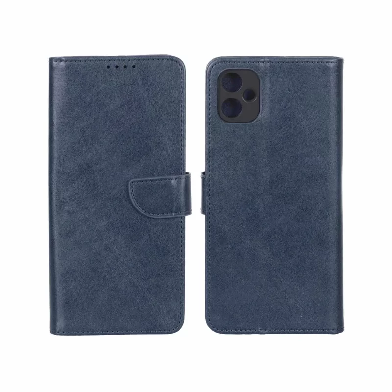 کیف چرمی موبایل مگنتی محافظ لنزدار Samsung Galaxy A05 - سرمه ای - تصویر 2