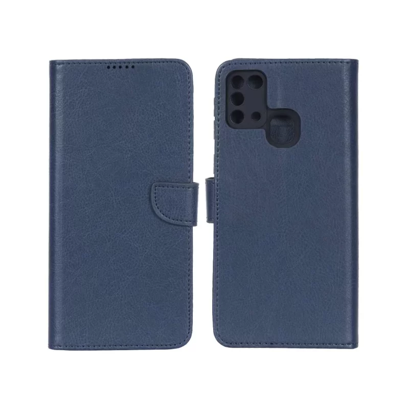کیف چرمی موبایل مگنتی محافظ لنزدار KRF مدل Samsung Galaxy M31 - سرمه ای - تصویر 2