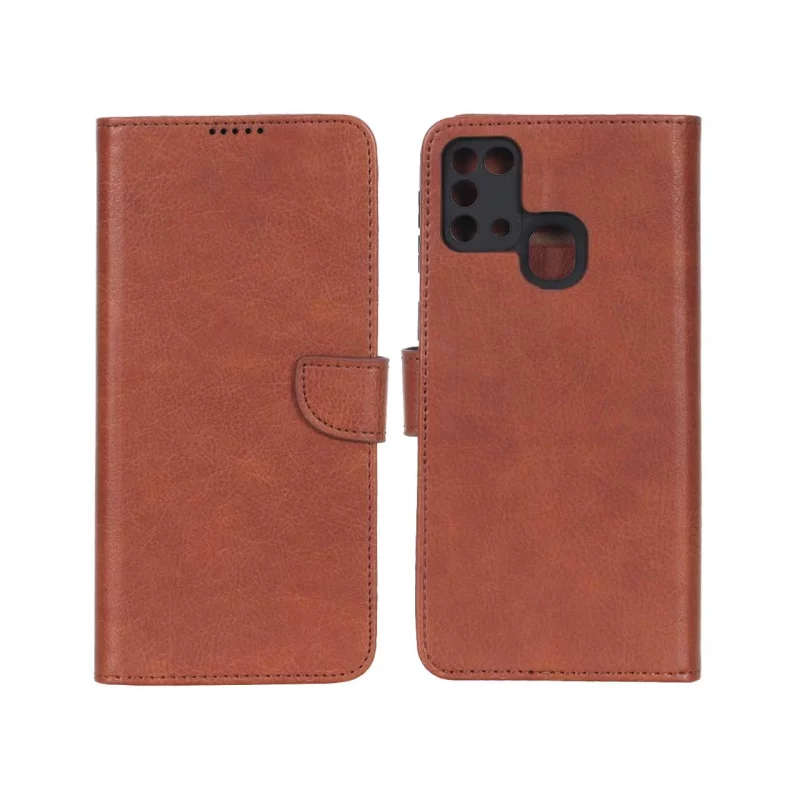 کیف چرمی موبایل مگنتی محافظ لنزدار KRF مدل Samsung Galaxy M31 - قهوه ای - تصویر 2