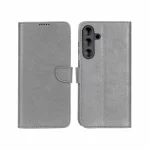 کیف چرمی موبایل مگنتی محافظ لنزدار KRF مدل Samsung Galaxy S25 FE - طوسی