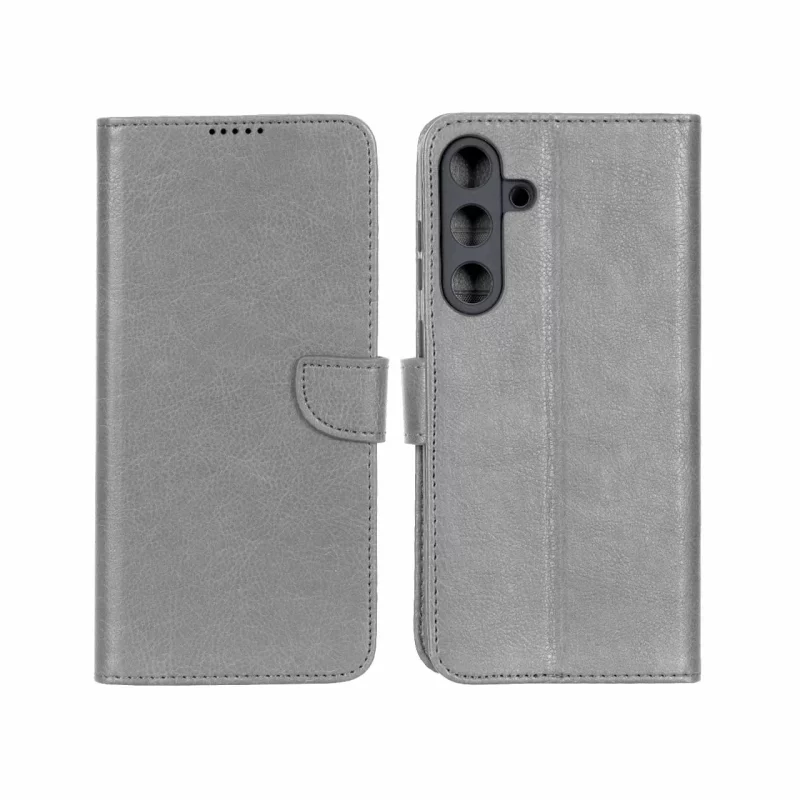 کیف چرمی موبایل مگنتی محافظ لنزدار KRF مدل Samsung Galaxy S25 FE - طوسی - تصویر 2