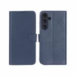کیف چرمی موبایل مگنتی محافظ لنزدار KRF مدل Samsung Galaxy S25 FE - سرمه ای