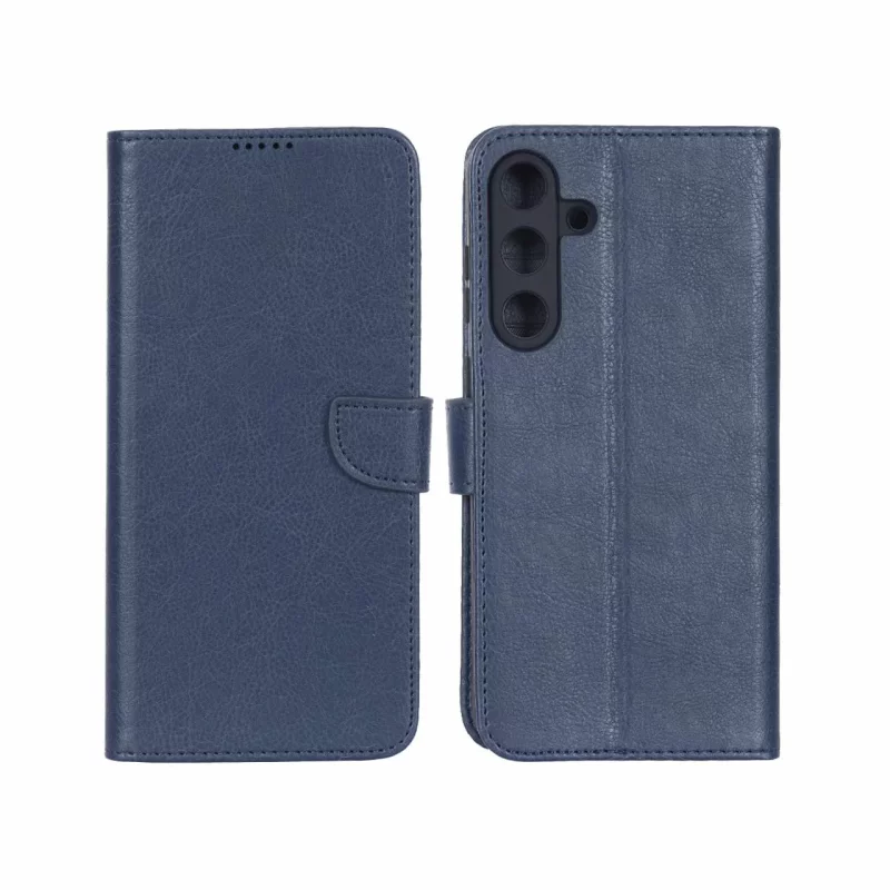کیف چرمی موبایل مگنتی محافظ لنزدار KRF مدل Samsung Galaxy S25 FE - سرمه ای - تصویر 2