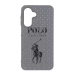 قاب حصیری طرح Polo دور لنز براق Samsung Galaxy A17 / A26 - خاکستری