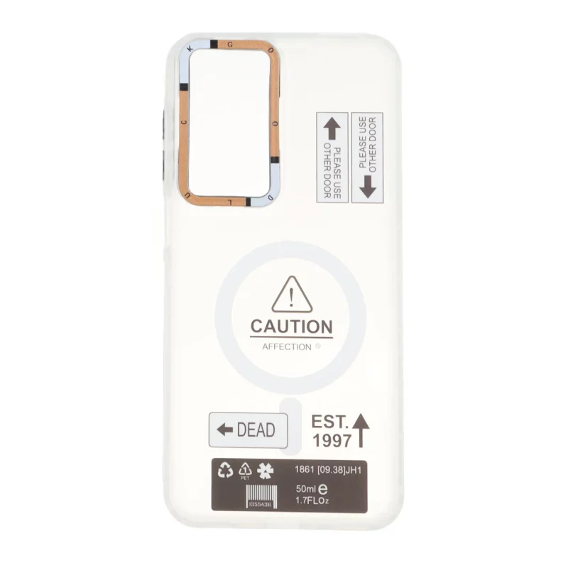 قاب Caution دور مات طرح مگ سیف Samsung Galaxy A17 / A26 - سفید - تصویر 2