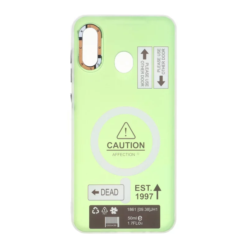 قاب Caution دور مات طرح مگ سیف Samsung Galaxy A30 / A20 - سبز - تصویر 2