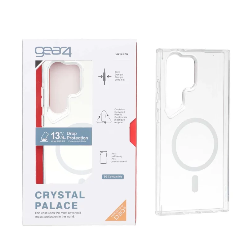 قاب اورجینال Gear4 Crystal palace شفاف White MagSafe مدل Samsung Galaxy S23 Ultra (پک دار) - تصویر 2