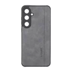 قاب طرح چرم RYOURK مدل Samsung Galaxy S24 FE - خاکستری
