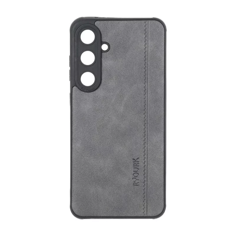 قاب طرح چرم RYOURK مدل Samsung Galaxy S24 FE - خاکستری - تصویر 2