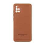 قاب چرمی Polo طرح دوخت محافظ لنزدار Samsung Galaxy A51 / M40s - قهوه ای
