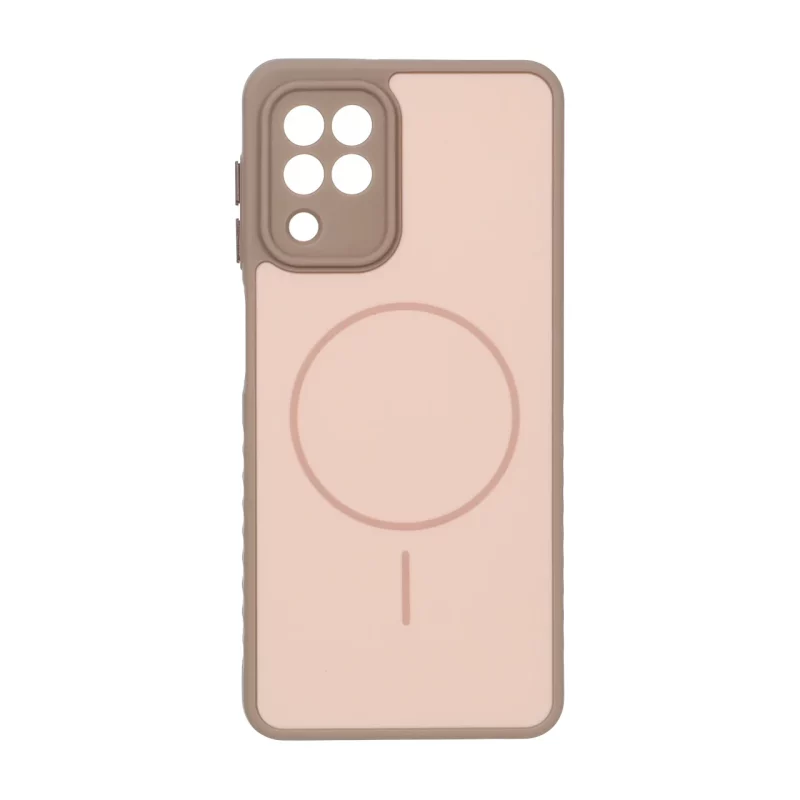 قاب Soft طرح مگ سیف محافظ لنزدار Samsung Galaxy A22 4G / M22 / M32 4G / F22 - نسکافه ای - تصویر 2