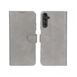 کیف چرمی موبایل مگنتی محافظ لنزدار KRF مدل Samsung Galaxy A05s - طوسی