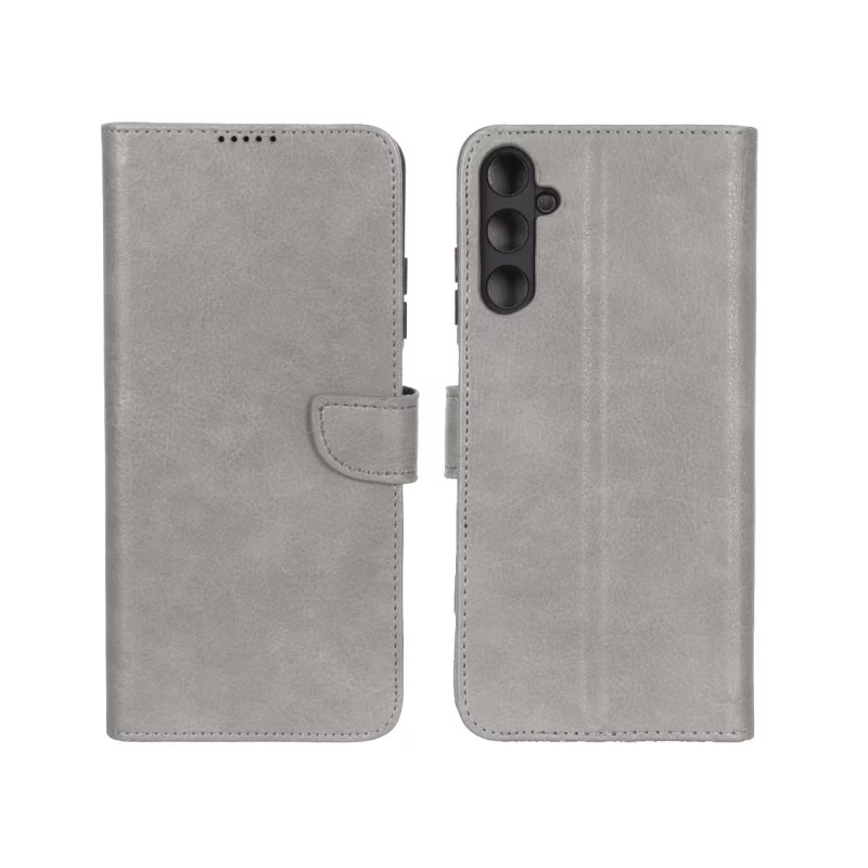 کیف چرمی موبایل مگنتی محافظ لنزدار KRF مدل Samsung Galaxy A05s - طوسی - تصویر 2