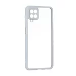 قاب پشت سخت شفاف محافظ لنزدار دور رنگی Samsung Galaxy A12 / M12 / F12 - طوسی