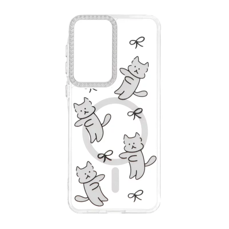 قاب ژله ای شفاف طرح مگ سیف دور لنز نگین دار Samsung Galaxy A57 - کد 118 - تصویر 2