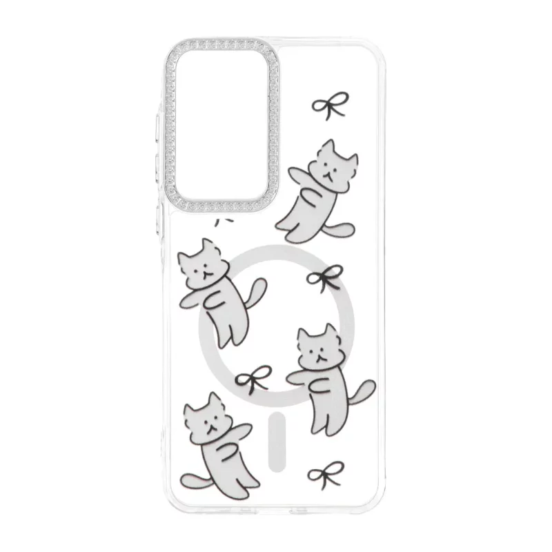 قاب ژله ای شفاف طرح مگ سیف دور لنز نگین دار Samsung Galaxy A37 - کد 126 - تصویر 2