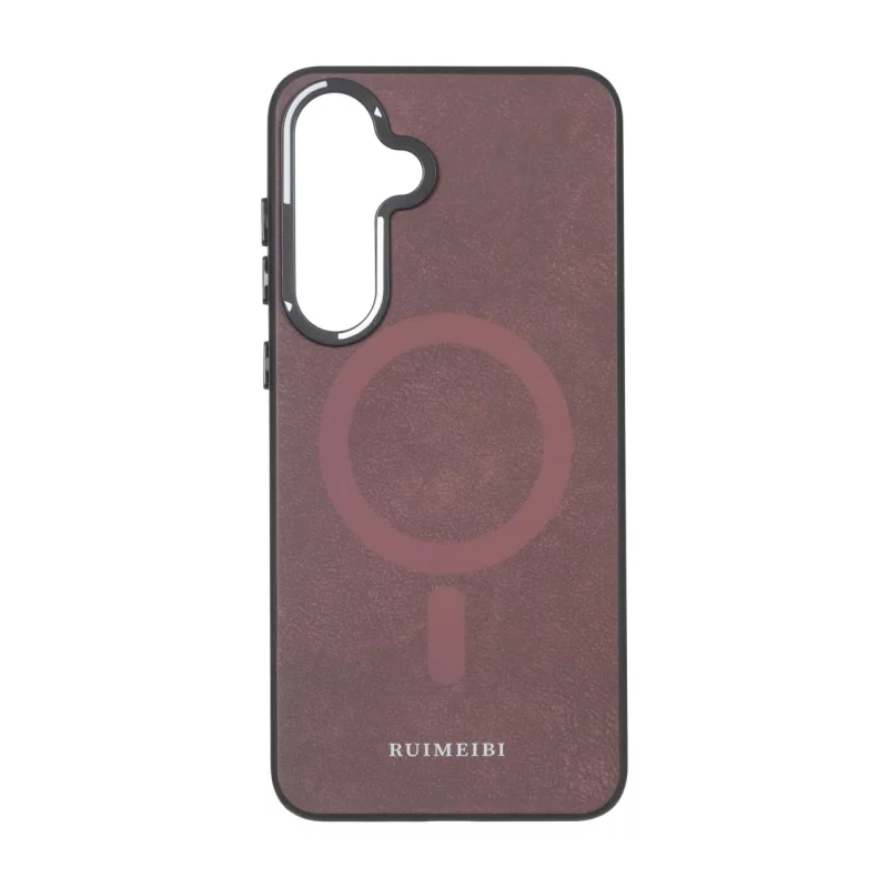 قاب Ruimeibi طرح مگ سیف لنز خطی Samsung Galaxy S25 FE - زرشکی - تصویر 2