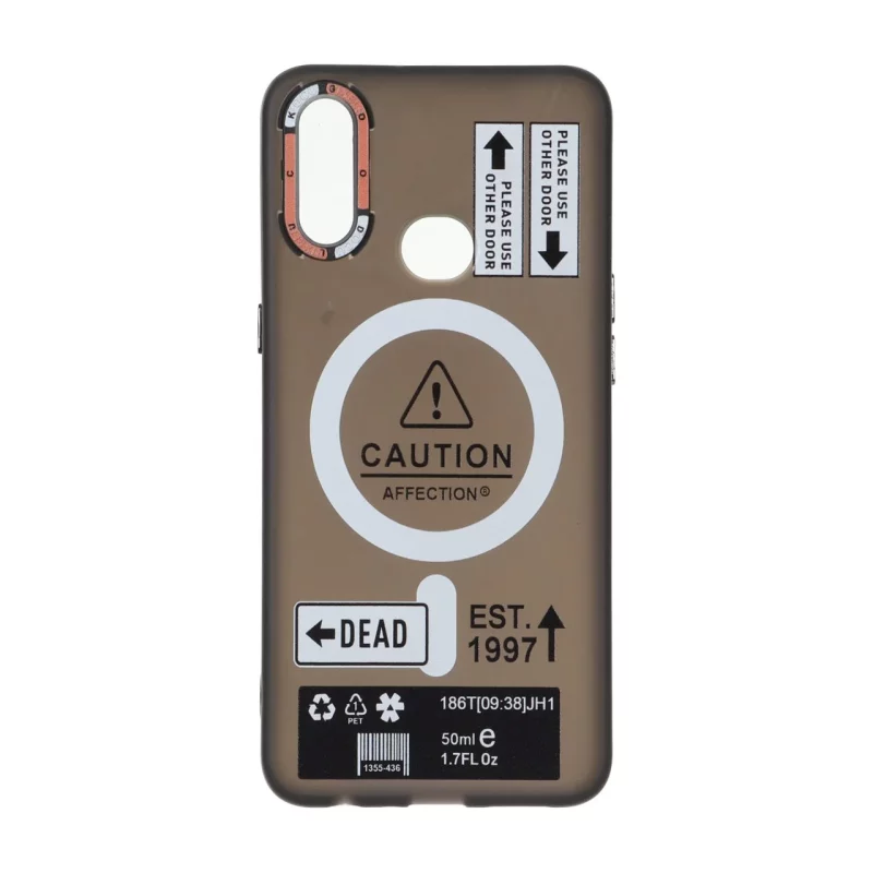 قاب Caution مات طرح مگ سیف دکمه متال Samsung Galaxy A10s - مشکی - تصویر 2