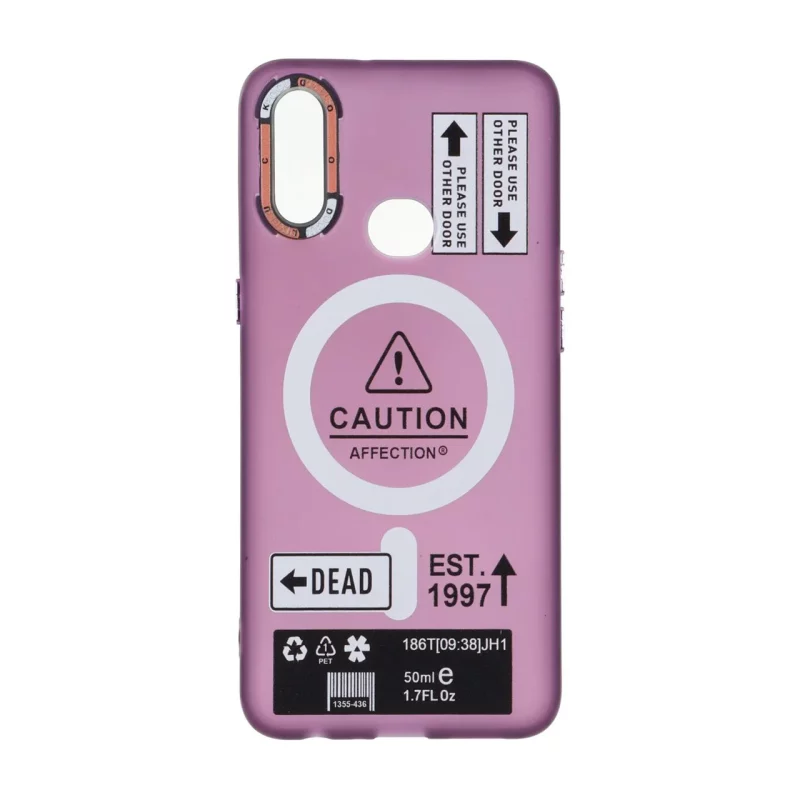 قاب Caution مات طرح مگ سیف دکمه متال Samsung Galaxy A10s - ارغوانی - تصویر 2