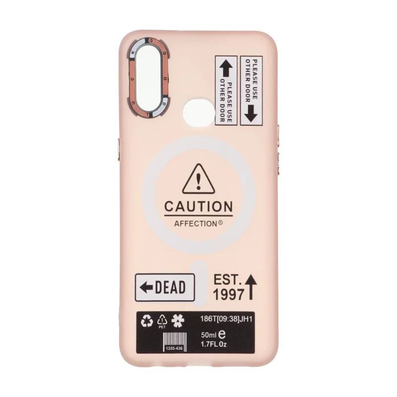 قاب Caution مات طرح مگ سیف دکمه متال Samsung Galaxy A10s - صورتی - تصویر 2