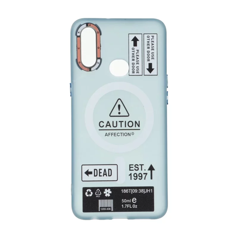 قاب Caution مات طرح مگ سیف دکمه متال Samsung Galaxy A10s - آبی - تصویر 2