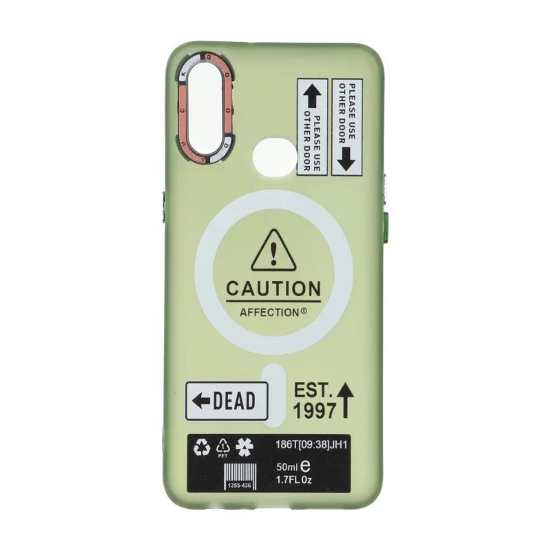 قاب Caution مات طرح مگ سیف دکمه متال Samsung Galaxy A10s - سبز - تصویر 2