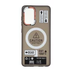 قاب Caution مات طرح مگ سیف دکمه متال Samsung Galaxy A52 / A52s - مشکی