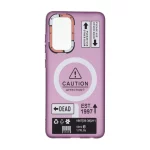 قاب Caution مات طرح مگ سیف دکمه متال Samsung Galaxy A52 / A52s - ارغوانی