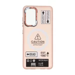 قاب Caution مات طرح مگ سیف دکمه متال Samsung Galaxy A52 / A52s - صورتی